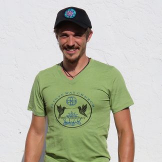 Peyote Way Church 40th Anniversary t-shirt, v-neck, green