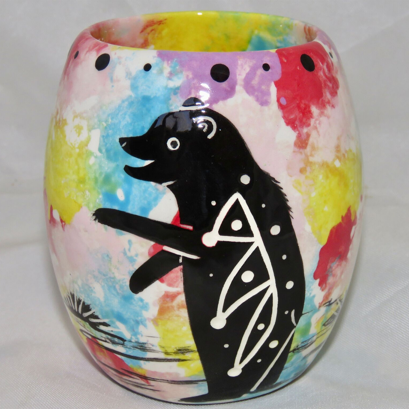 Mana Pottery Owl Mug with standing bear