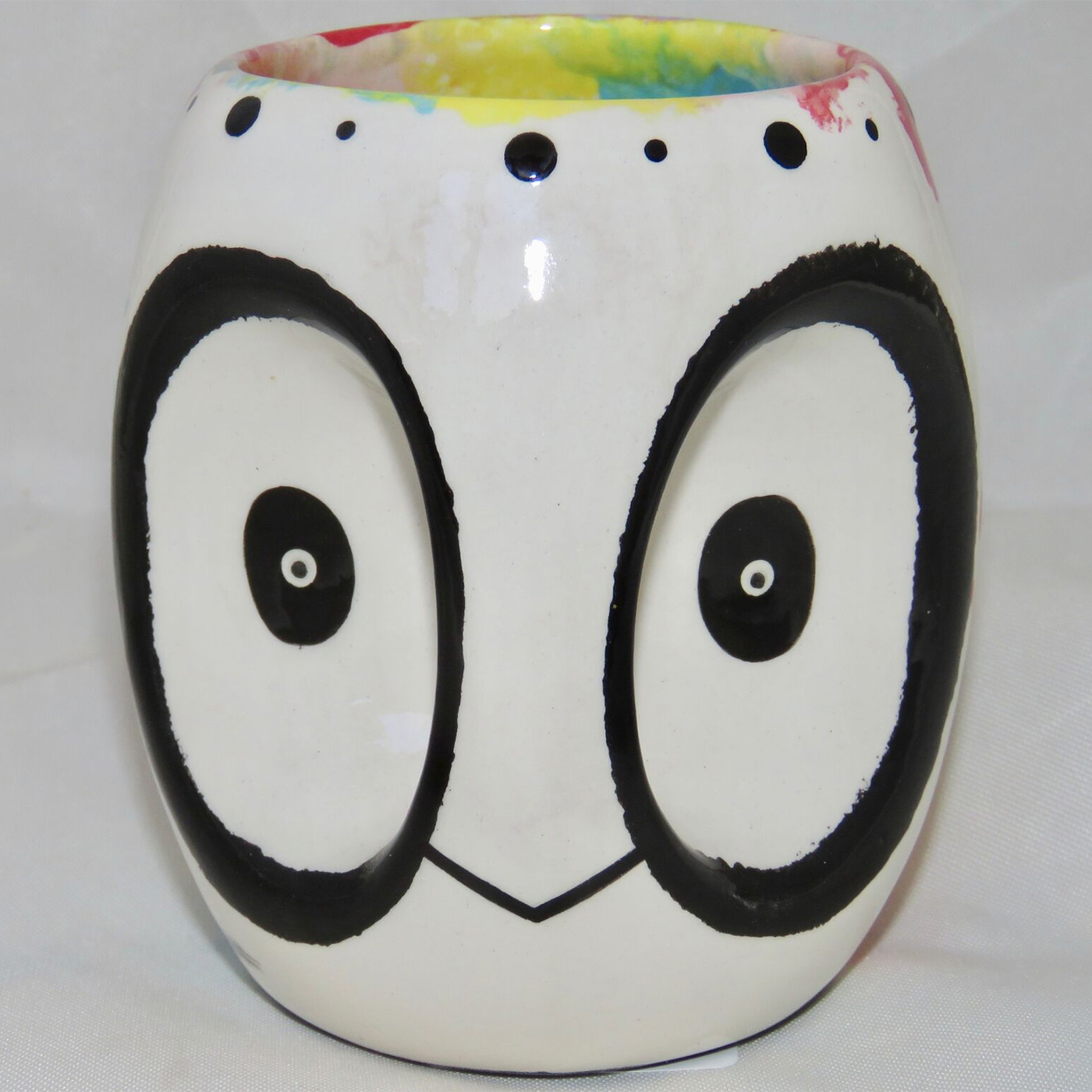 Mana Pottery Owl Mug with standing bear-side view