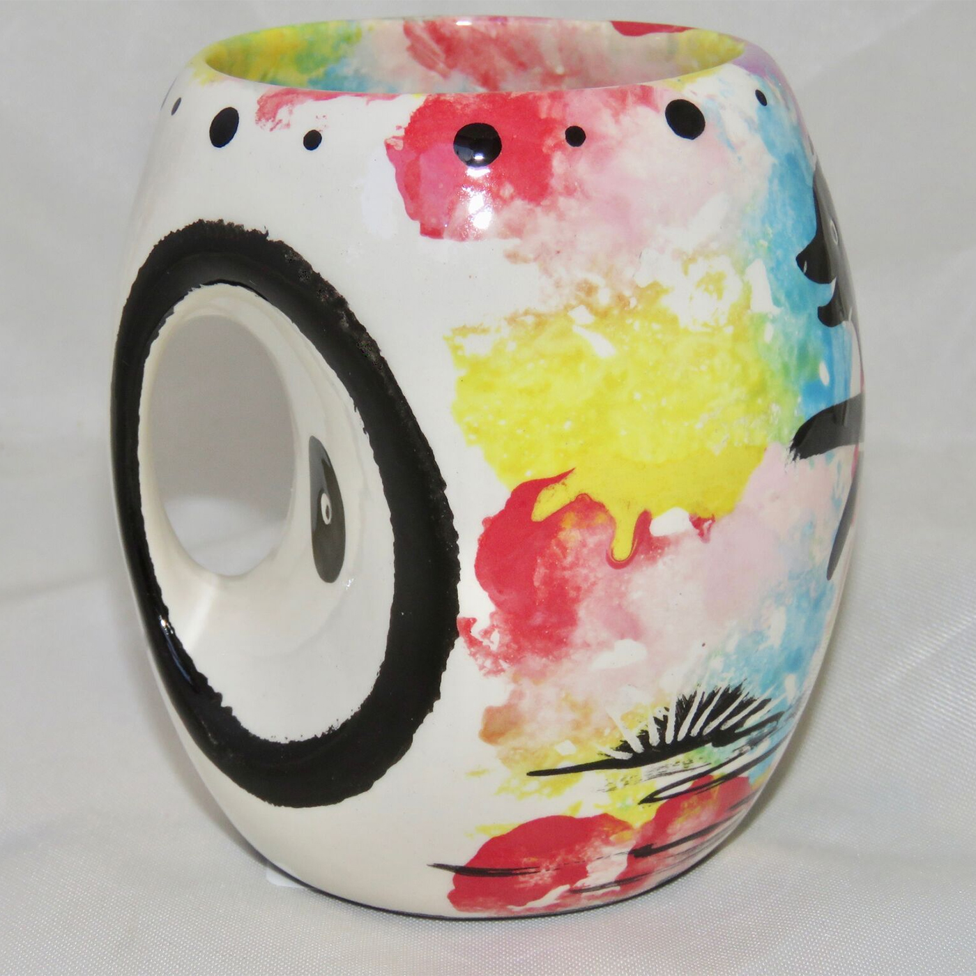 Mana Pottery Owl Mug with standing bear-side view