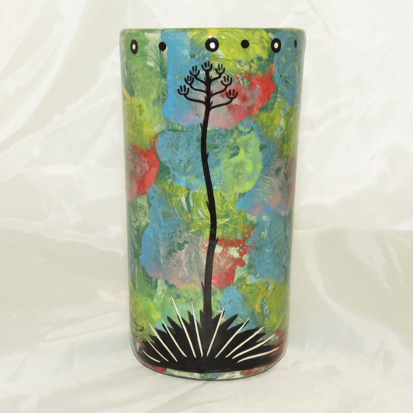 Tumbler with gecko on green - REVERSE, showing Aravaipa vegetation