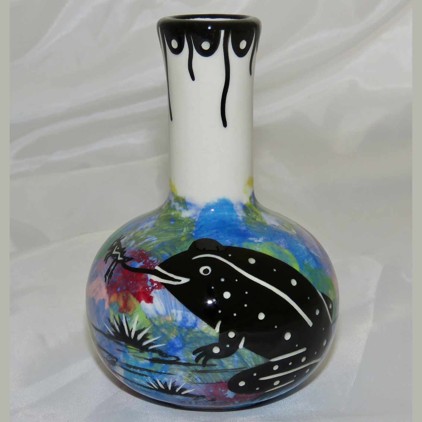 Mana Pottery Chimney Vase, featuring toad