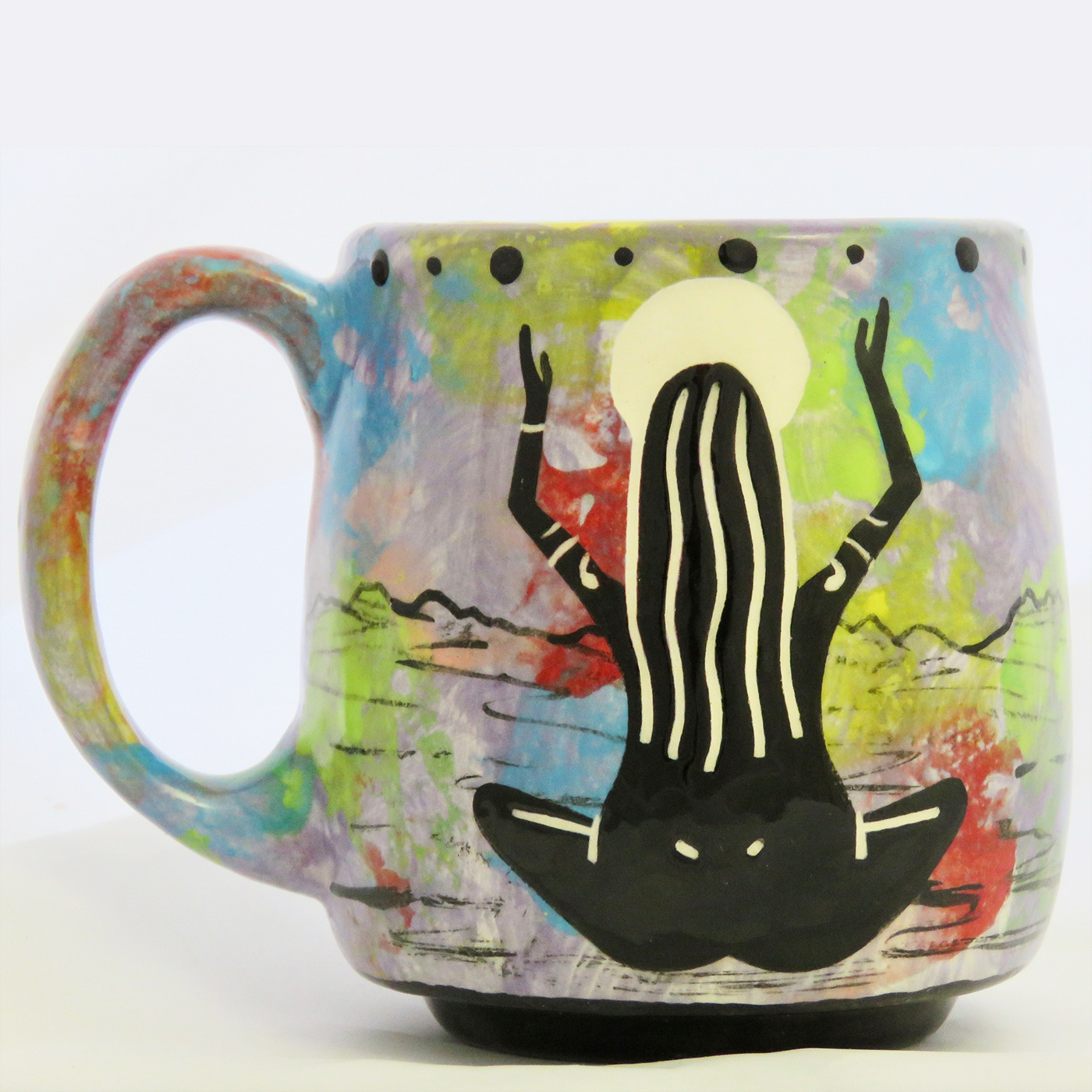 Mana Pottery Country Cup featuring Praying Woman on violet