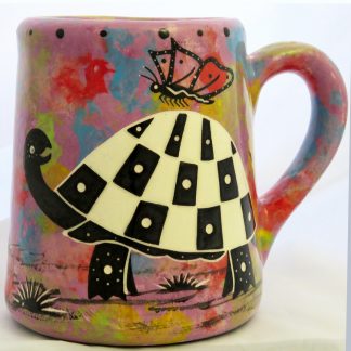 Mana Pottery extra large mug with turtle on violet