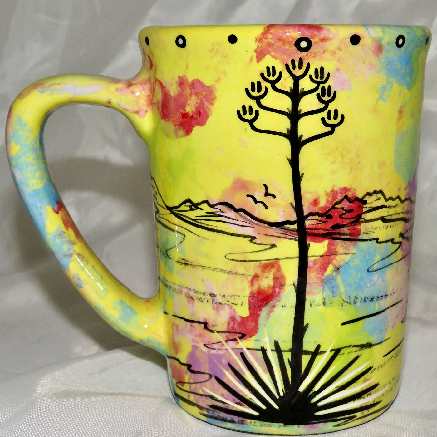 Mana Pottery Large Mug featuring horse and desert landscape on reverse sides