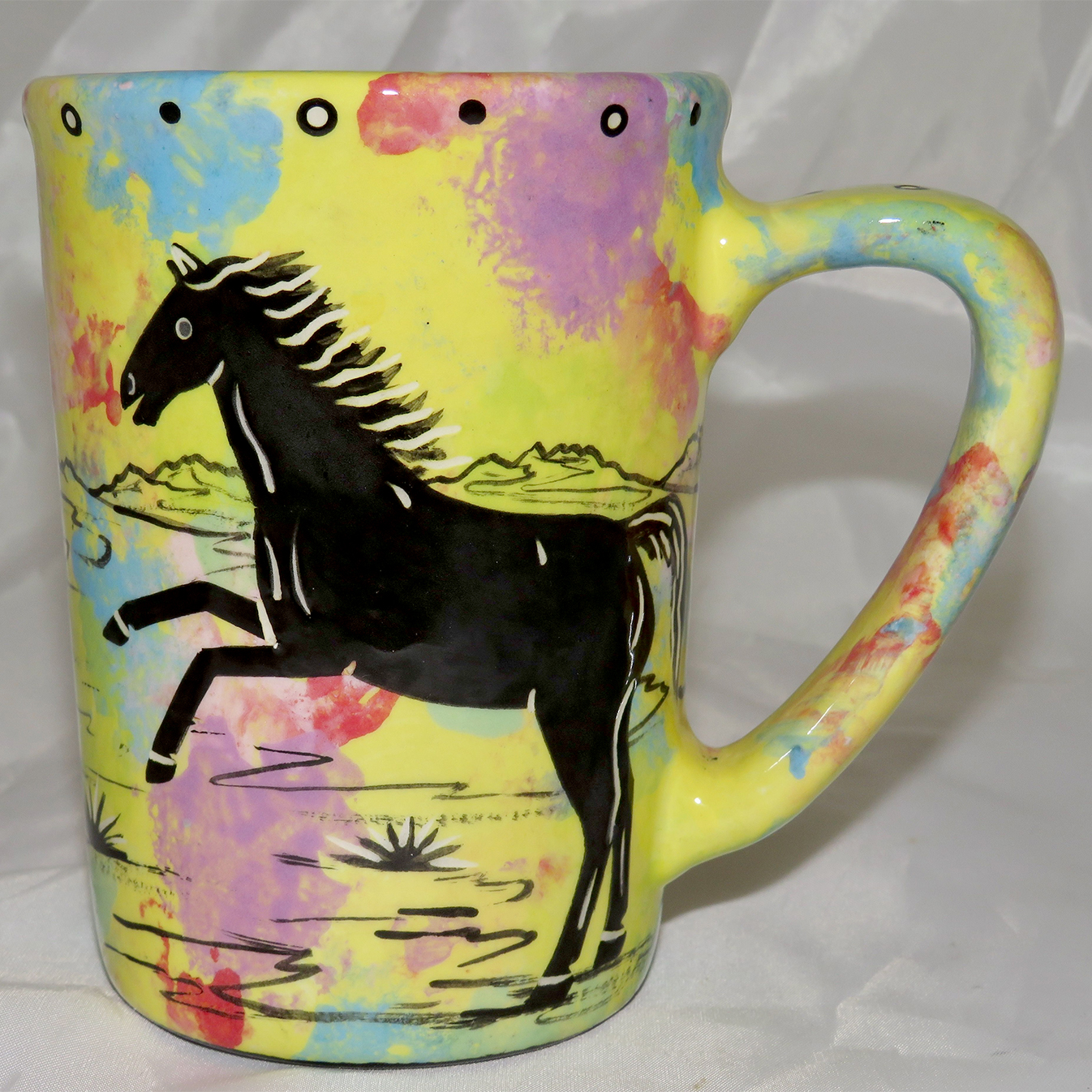 Mana Pottery Large Mug featuring horse and desert landscape on reverse sides