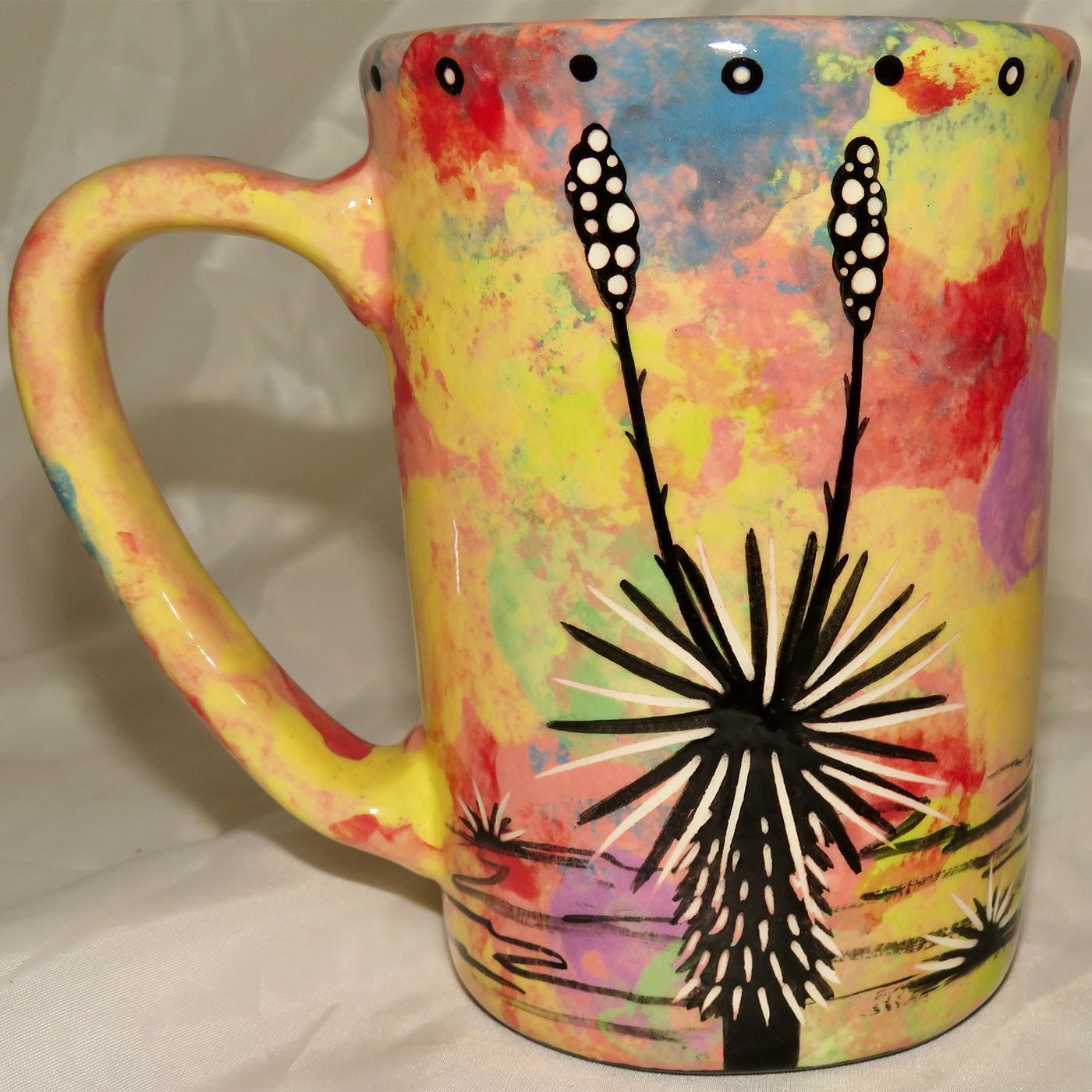 Mana Pottery Large Mug featuring roadrunner and desert landscape on reverse sides