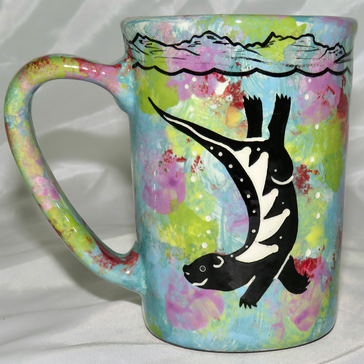 Mana Pottery large mug featuring sea otter and underwater-scape on reverse.
