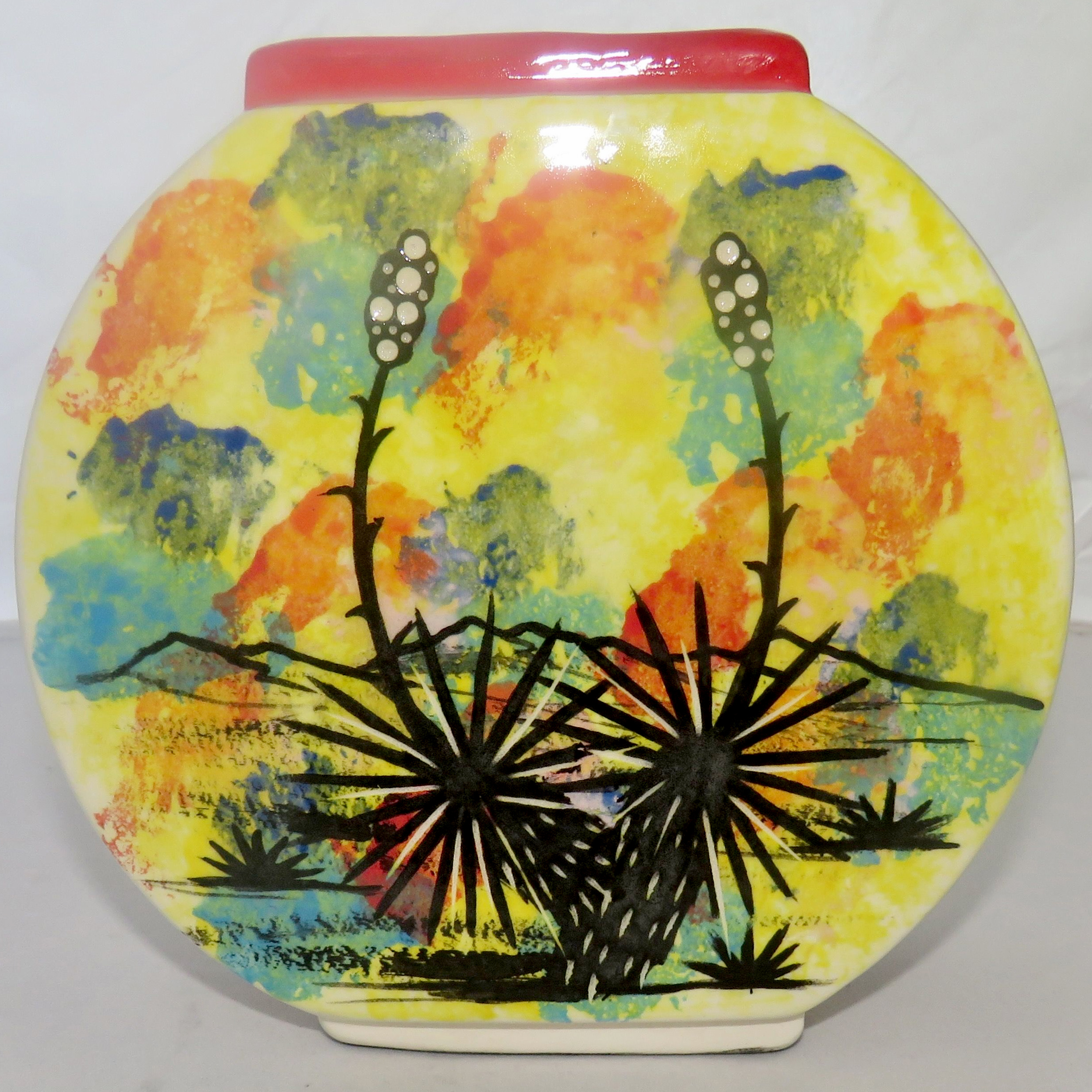 Mana Pottery Pillowvase featuring Peyote Guardian Spirit and glowing desert 'scape on reverse sides