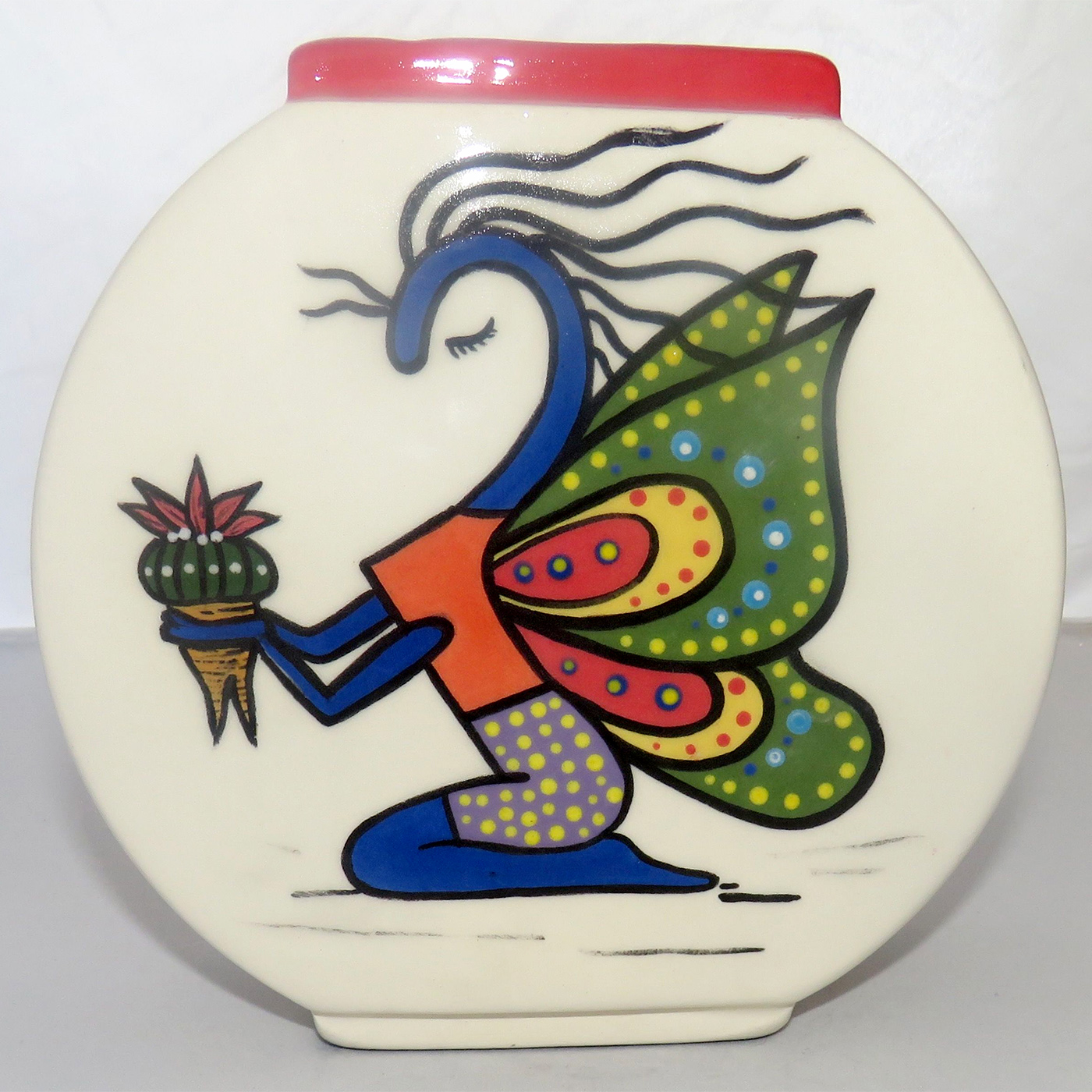 Mana Pottery Pillowvase featuring Peyote Guardian Spirit and glowing desert 'scape on reverse sides