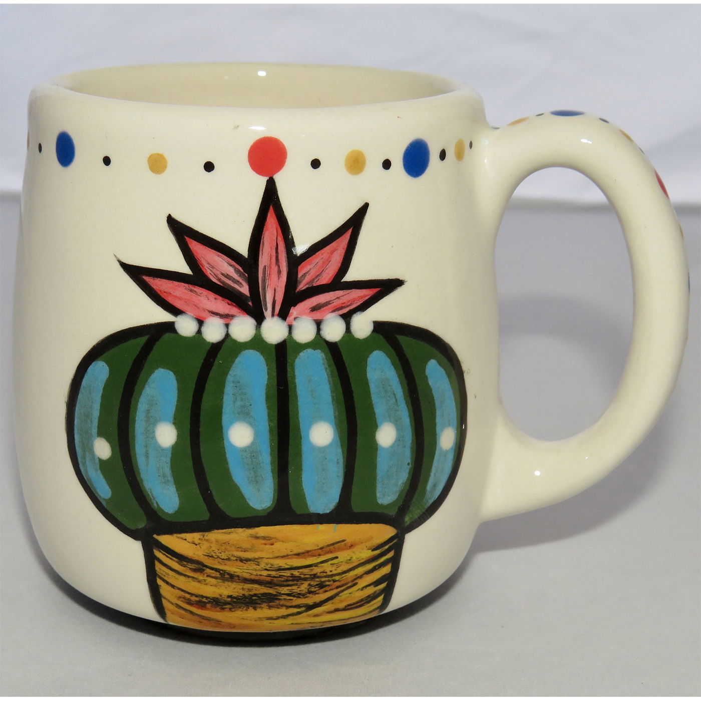 Photo of Mana Pottery Country Cup featuring Peyote in bloom.