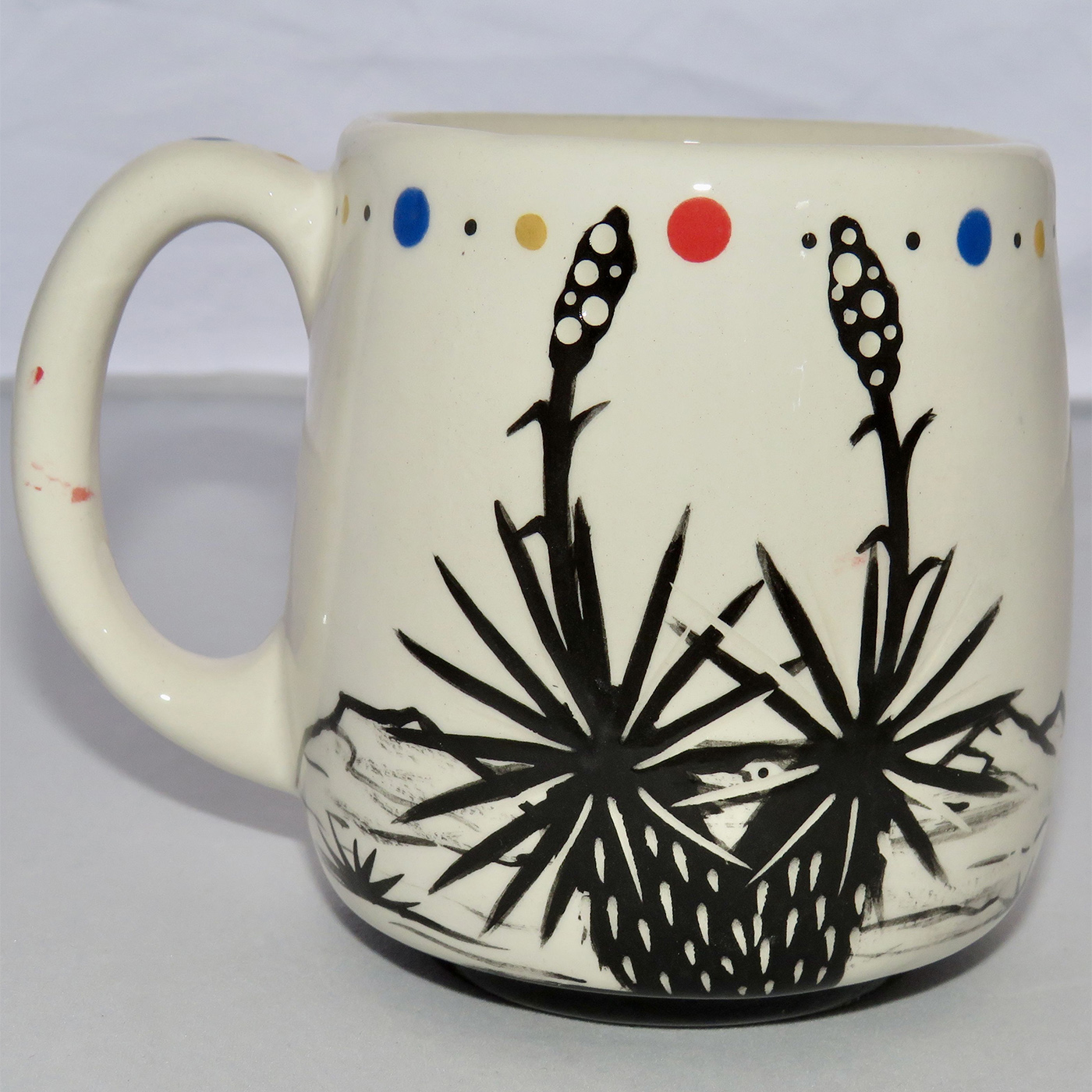 Photo of Mana Pottery Country Cup featuring Peyote in bloom.