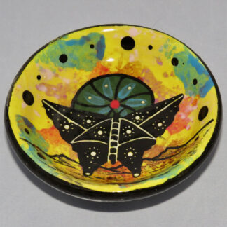 Photo of Mana Pottery Holy Bowl featuring butterfly on Peyote button.