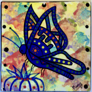 Tile with Blue Butterfly on Blue Peyote