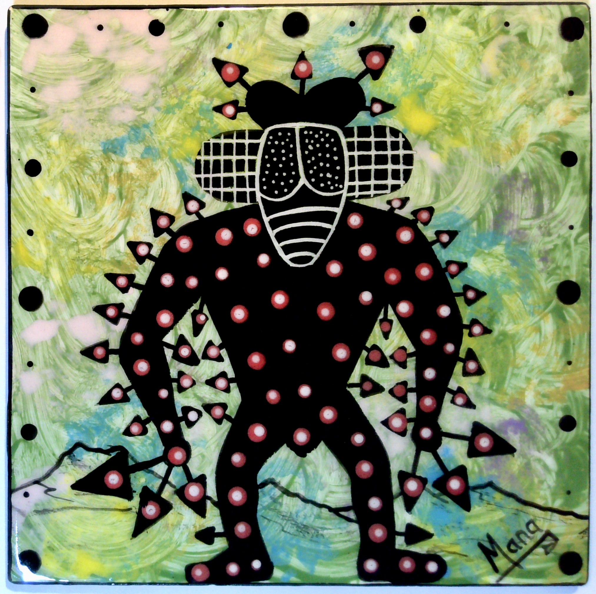 Tile with Algerian Cave Mushroom Shaman Design