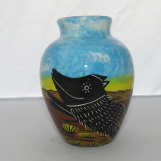 6 IN VASE WITH JAVELINA IN DESERT BACKGROUND